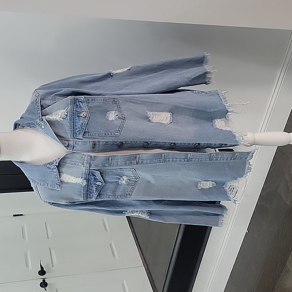 NWOT Chic Soul Distressed Denim Jacket 1X